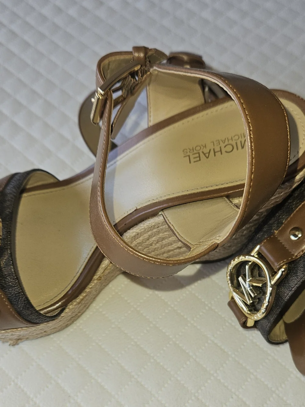 Michael Kors Brown Espadrille Wedge Sandals